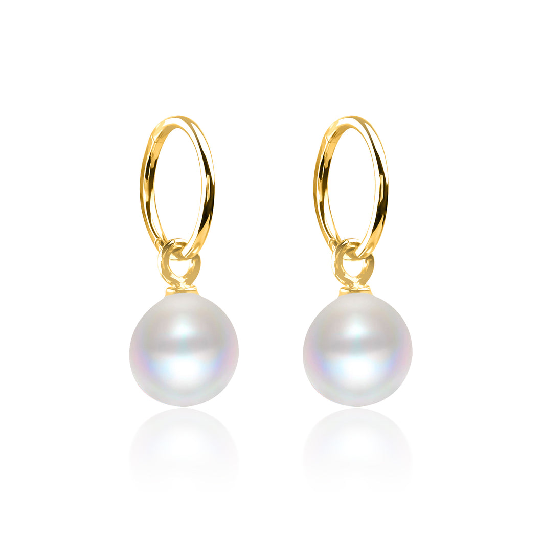 14K Solid Gold Pearl Earrings
