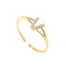 Load image into Gallery viewer, 14K Solid Gold Initial "V" Ring