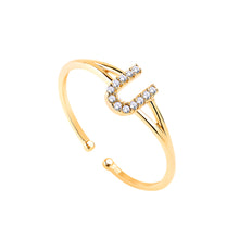 Load image into Gallery viewer, 14K Solid Gold Initial "U" Ring