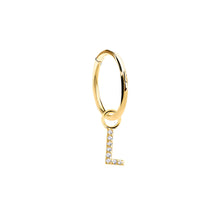 Load image into Gallery viewer, 14K Solid Yellow Gold Initial "L" Charm Earring