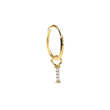 Load image into Gallery viewer, 14K Solid Yellow Gold Initial "I" Charm Earring