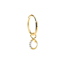 Load image into Gallery viewer, 14K Solid Yellow Gold Initial "O" Charm Earring