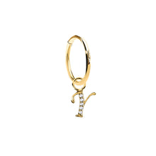 Load image into Gallery viewer, 14K Solid Yellow Gold Initial "Y" Charm Earring