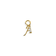 Load image into Gallery viewer, 14K Solid Yellow Gold Initial/Letter "A" Charm/Pendant