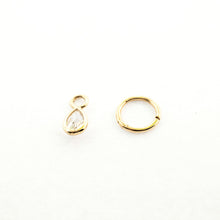 Load image into Gallery viewer, 14K Solid Yellow Gold Teardrop Charm Single Earring