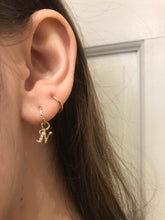 Load image into Gallery viewer, 14K Solid Yellow Gold Initial "N" Charm Earring