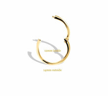 Load image into Gallery viewer, 14K Solid Yellow Gold Small Hoops