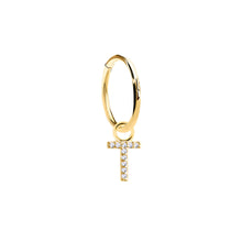 Load image into Gallery viewer, 14K Solid Yellow Gold Initial "T" Charm