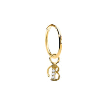 Load image into Gallery viewer, 14K Solid Yellow Gold Initial "B" Charm Earring
