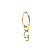 Load image into Gallery viewer, 14K Solid Yellow Gold Initial "G" Charm Earring