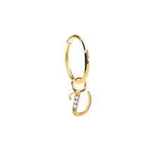 Load image into Gallery viewer, 14K Solid Yellow Gold Initial "U" Charm Earring