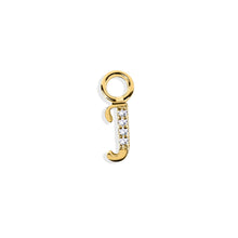 Load image into Gallery viewer, 14K Solid Yellow Gold Initial/Letter "J" Charm/Pendant