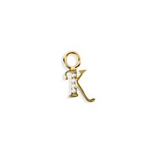 Load image into Gallery viewer, 14K Solid Yellow Gold Initial/Letter "K" Charm/Pendant