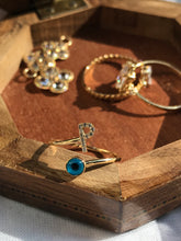 Load image into Gallery viewer, 14K Solid Gold Initial "P" Evil Eye Ring