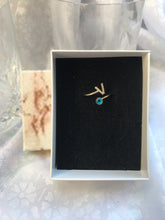 Load image into Gallery viewer, 14K Solid Gold Initial "V" Evil Eye Ring