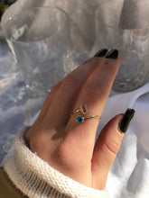 Load image into Gallery viewer, 14K Solid Gold Initial "U" Evil Eye Ring