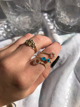 Load image into Gallery viewer, 14K Solid Gold Initial "O" Evil Eye Ring