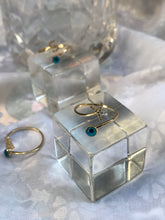 Load image into Gallery viewer, 14K Solid Gold Initial "Y" Evil Eye Ring