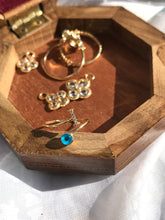 Load image into Gallery viewer, 14K Solid Gold Initial "I" Evil Eye Ring