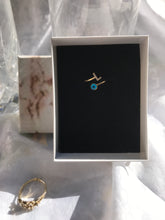 Load image into Gallery viewer, 14K Solid Gold Initial "L" Evil Eye Ring