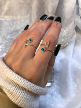 Load image into Gallery viewer, 14K Solid Gold Initial "V" Evil Eye Ring