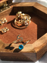 Load image into Gallery viewer, 14K Solid Gold Initial "S" Evil Eye Ring