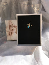Load image into Gallery viewer, 14K Solid Gold Initial "U" Evil Eye Ring