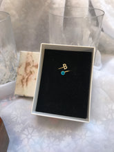 Load image into Gallery viewer, 14K Solid Gold Initial "B" Evil Eye Ring