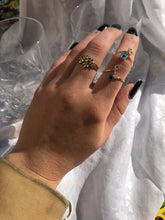 Load image into Gallery viewer, 14K Solid Gold Initial "P" Evil Eye Ring