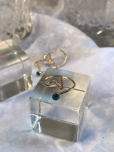 Load image into Gallery viewer, 14K Solid Gold Initial "V" Evil Eye Ring