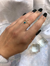 Load image into Gallery viewer, 14K Solid Gold Initial "C" Evil Eye Ring