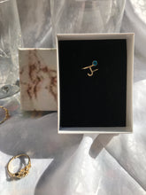 Load image into Gallery viewer, 14K Solid Gold Initial "J" Evil Eye Ring
