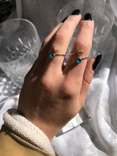 Load image into Gallery viewer, 14K Solid Gold Initial "S" Evil Eye Ring