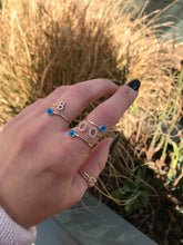 Load image into Gallery viewer, 14K Solid Gold Initial "B" Evil Eye Ring