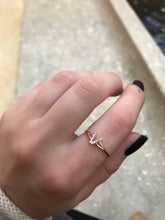 Load image into Gallery viewer, 14K Solid Gold Initial "V" Ring