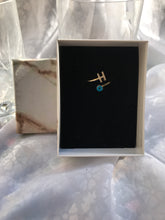 Load image into Gallery viewer, 14K Solid Gold Initial "H" Evil Eye Ring