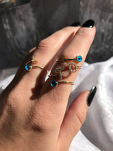 Load image into Gallery viewer, 14K Solid Gold Initial "T" Evil Eye Ring