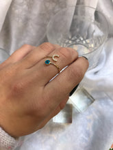 Load image into Gallery viewer, 14K Solid Gold Initial "C" Evil Eye Ring