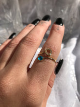 Load image into Gallery viewer, 14K Solid Gold Initial "Q" Evil Eye Ring