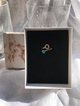 Load image into Gallery viewer, 14K Solid Gold Initial "Q" Evil Eye Ring