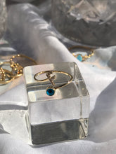 Load image into Gallery viewer, 14K Solid Gold Initial "F" Evil Eye Ring