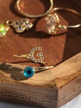Load image into Gallery viewer, 14K Solid Gold Initial "G" Evil Eye Ring