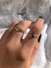 Load image into Gallery viewer, 14K Solid Gold Initial "P" Evil Eye Ring