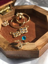 Load image into Gallery viewer, 14K Solid Gold Initial "J" Evil Eye Ring