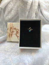 Load image into Gallery viewer, 14K Solid Gold Initial "C" Evil Eye Ring