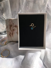 Load image into Gallery viewer, 14K Solid Gold Initial "O" Evil Eye Ring