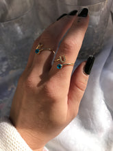 Load image into Gallery viewer, 14K Solid Gold Initial "U" Evil Eye Ring