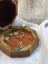 Load image into Gallery viewer, 14K Solid Gold Initial "Y" Evil Eye Ring