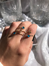 Load image into Gallery viewer, 14K Solid Gold Initial "S" Evil Eye Ring