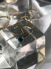 Load image into Gallery viewer, 14K Solid Gold Initial "L" Evil Eye Ring